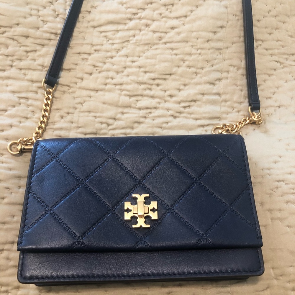 Navy Blue Tory Burch Wallet on Chain